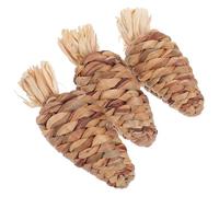 SOLUSTRE 3pcs Bunny Chew Carrot Shaped Natural Grass Tooth Cleaning Stress Small Pets for Hamster Guinea Pig