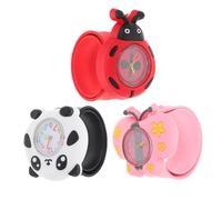 SOLUSTRE 3pcs Cartoon Silicone Wrist Watches with Clear Arabic Numerals Fun Patting Design for Learning Easily and Lovely Accessories