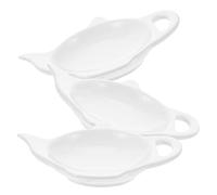SOLUSTRE 3Pcs Ceramic Tea Bag Holder Large White Tea Bag Organizer Practical Teabag Dish for Tearooms Offices Home Use