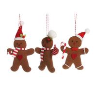 SOLUSTRE 3pcs Christmas Gingerbread Hanging Ornaments Set for Home and Door, Cotton Cloth and Plastic Material, Festive Christmas Tree Decoration