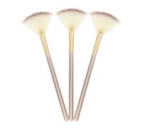SOLUSTRE 3pcs Fan Shaped Facial Makeup Brush Set - Small Contouring, Blush, and Powder Brushes - Synthetic Bristles for Precise Face Makeup Application in Daily and Professional Use