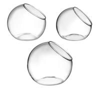 SOLUSTRE 3pcs Glass Terrarium Globe Planters for Bromeliads and Air Plants, Easy to Clean Slant Shape Microlandscape Globes for Weddings and Birthdays, Modern Elegant Design without Burr