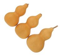 SOLUSTRE 3Pcs Handmade Natural Gourd Ornament Set, Mini Artisan Desktop Decor, Chinese Feng Shui Home Decoration for Living Room and Office