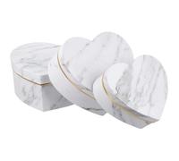 SOLUSTRE 3Pcs Heart-Shaped Paper Candy Packing Boxes Set, White Marble Pattern Storage and Boxes for Valentine’S Day, Birthday, and Sweet Treat Packaging