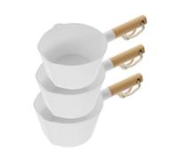 SOLUSTRE 3pcs Kitchen Water Ladle Long Handle Water Scoop with Wooden Grip PP Material High Capacity Dipper for Cooking and Bathing Tasks