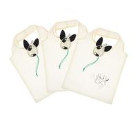 SOLUSTRE 3Pcs Large Foldable Reusable Grocery Storage Bags with Cartoon Dog Design Shopping Tote for Clothes Fruits Vegetables Easy to Carry and Store