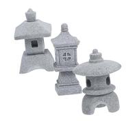 SOLUSTRE 3pcs Miniature Japanese Pagoda Statues for Zen Garden Decor Detailed Asian Style Stone Lanterns for Indoor Outdoor Micro Landscape Aquarium and Bonsai Accessories