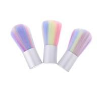 SOLUSTRE 3pcs Nail Cleaning Brush Nail Dust Brush Lightweight Portable Artificial Fiber Wool Aluminium Alloy Soft Bristle Won't Hurt Hands for Fingernail and Pet's Paw Home Salon Use