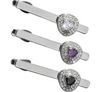 SOLUSTRE 3pcs Necktie Tie Clips Shirt Clips Chic Alloy Easy to Carry Non-fading Accessories for Men Jewelry Business Attire Elegant Bling Gemstone Design