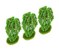 SOLUSTRE 3pcs Realistic Mini Willow Tree with Base for Building Model Scenery and Railway Layout, Plastic Miniature Landscape Tree with Low Maintenance and Vibrant Green Colour