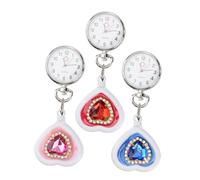 SOLUSTRE 3pcs Retractable Heart-Shaped Nurse Watch Quartz Pocket Watches for Medical Staff Practical Design with Clear Dial for Doctors Nurses Paramedics Random Color Random Color
