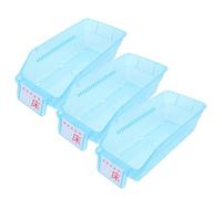 SOLUSTRE 3pcs Stackable Medication Box Blue Plastic Storage Bin with Label Holder for Medicine Organization in Home Household Environment