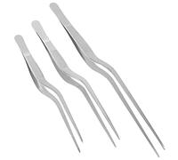 SOLUSTRE 3Pcs Stainless Steel Fish Bone Tweezers with Ergonomic Handle for Restaurant Cooking BBQ and Food Plating Precision Grip Kitchen Tongs for Secure Food Handling