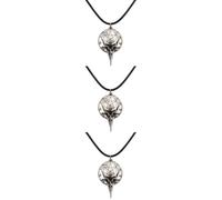 SOLUSTRE 3pcs Steampunk Raven Head Pendant Necklace with Five-pointed Star Cross Charm Leather Cord Silver Gothic Jewelry