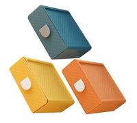 SOLUSTRE 3pcs Type Desktop Storage Boxes Household Stationery and Jewelry Organizer for Home Dorm Office Easy-open Makeup and Desk Drawer Containers in Orange Yellow Blue