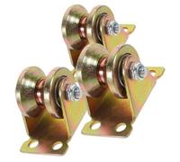 SOLUSTRE 3pcs V-shaped Steel Pulley Wheels 30mm Diameter Heavy Duty Cable Rope Attachment Bearings for Ceiling Mount Pulley System and Wire Rope Traction Trolley
