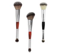 SOLUSTRE 3pcs Woman Cosmetic Brush Set Double-ended Eyeshadow Blush Makeup Brushes Portable Fiber Material for Precise Application Suitable for Professional Use and Travel