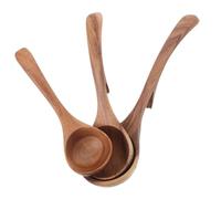 SOLUSTRE 3pcs Wooden Ladle with Long Ergonomic Handles and Back Hooks Natural Wood Cooking Spoons for Soup Stew Pasta Serving and Stirring Space Saving Kitchen Utensils for Family Meals and