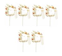 SOLUSTRE 3sets Chinese Phoenix Cake Picks Wedding Cake Toppers Floral Decorations Wedding Insert Cards Party Supplies 2pcs*3