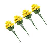 SOLUSTRE 4 Bunches Artificial Sunflower Bouquet with Heads Realistic Faux Flowers for Wedding Party Home Garden Decoration and Cemetery Floral Arrangement