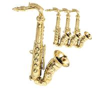 SOLUSTRE 4 pcs Plastic Saxophone Model DIY Crafts Golden Fake Saxophone for Ornaments Pendant Lifelike Decor for Play Photography Prop and Scene Layout
