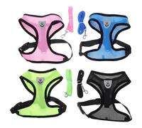 SOLUSTRE 4 Sets Dog Harness Leash Kit with Breathable Mesh Polyester Vest, Lightweight and Flexible Design for Comfortable Walking and Training Pets