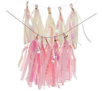 SOLUSTRE 4 Sets Iridescent Tassel Garland Party Hanging Decor for Weddings Birthdays Bridal Showers Showers Foil Paper Tassel Banner for Door Wall Window Photo Backdrop