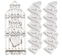 SOLUSTRE 40pcs DIY Bird Cage Charm Pendants Alloy Hollow Birdcage Style Shaped Charms for Jewelry Making and Hanging Accessories in Silver, for Shower and Graduation Crafts