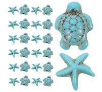 SOLUSTRE 40pcs Sea Star Turtle Beads Animal Charms Shell Beads DIY Jewelry Making Bracelets Necklace Craft Supplies