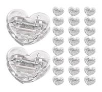 SOLUSTRE 40pcs Small Heart Clips Reusable Photo Clamps Solid Abs and Metal Material, Adorable Heart-Shaped Clips for School Walls and Document Organization