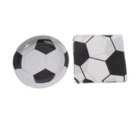 SOLUSTRE 40PCS Soccer Party Tableware Set with Plates and Napkins Disposable Football Cake Plates and Dishware Black and White Soccer Print for Birthday and Sports Event Decorations