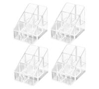 SOLUSTRE 4pcs Acrylic Makeup Organizer for Desk Transparent Lipstick and Nail Polish Holder Compact Cosmetic Storage Stand with Sturdy Construction for Vanity and Retail Display