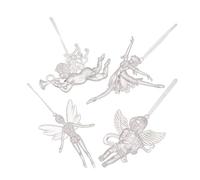 SOLUSTRE 4pcs Acrylic Pendant Guardian Angel Car Charms Angel Memorial Ornament Cupid Tree Hanging Decor Cupid Holiday Decor Transparent