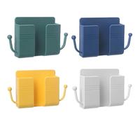 SOLUSTRE 4Pcs Adhesive Wall Phone and Remote Holder Stand for Shower and Bedside Storage Space Saving Wall Mounted Organizer