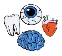 SOLUSTRE 4pcs Alloy Brooch Pins Heart Eyeball Teeth Brain Shapes Fashion Adorable Style Fine Workmanship Not Easy to Break Valentines Birthday Accessory