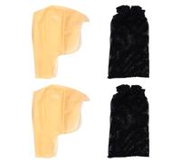 SOLUSTRE 4pcs Bald Scalp Hood Bald Cap Makeup Cosplay Accessories for Party Performance Hair Net Style Fits Occasions