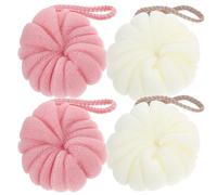 SOLUSTRE 4pcs Bath Loofah Balls for Shower with Pe Material, Rich Foam Body Scrubber Exfoliating Bathing Balls for Effective Skin Cleaning and Moisturizing in Bathroom