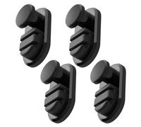 SOLUSTRE 4pcs Black Cable Management Clips for Desk and Car Dashboard, Space-Saving Plastic Cord Organisers with Tangle-Free Design, Self-Adhesive Wire Holders for Office and Home Use