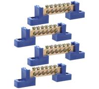 SOLUSTRE 4pcs Brass Grounding Bus Bar Terminal Block Strip 6 Positions Copper Wire Screw Connector for Electrical Distribution and Industrial Power Wiring