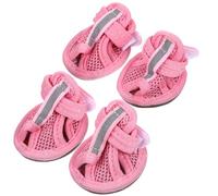 SOLUSTRE 4pcs Breathable Mesh Dog Shoes with Anti-slip Soft Sole, Comfortable Summer Boots for Dogs to Protect Paws from Hot Pavement, for Beach and Deck Outdoor Use