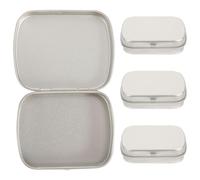 SOLUSTRE 4pcs Candy Case Tin Box with Lid Portable Candy Box Silver Tinplate Safe Packaging Keeps Food Fresh Simple Shape Look Simple and Beautiful for Home Use
