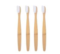 SOLUSTRE 4pcs Disposable Bamboo Charcoal Toothbrush Eco-Friendly Woodiness Brush with Comfortable Grip Plaque-Removing Head Non-Slip Design for Oral Care White