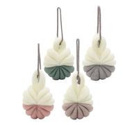 SOLUSTRE 4pcs Double Color Bath Ball Mesh Sponge Quick-Dry Relaxing Bath Puff with Short Strap Random Color