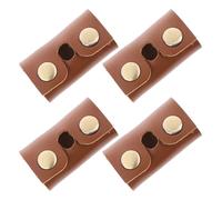 SOLUSTRE 4pcs Double Edge Manual Razor Cover with Impact Resistance and Visual Access, Synthetic Leather and Iron Protective Sheath for Travel and Gym Visits