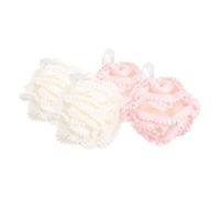 SOLUSTRE 4pcs Extra Large Soft Bath Pouf Shower Sponge for Women Cute Design for Fun Bathing Experience Gentle Exfoliator Easy Drying for Daily Use