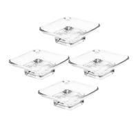 SOLUSTRE 4pcs Glass Soap Dish Holder for Bathroom and Countertop, Square Bar Soap Stand with Antiskid Base and Stain Resistant Design, Decorative Refined Look for Home and Hotel Use
