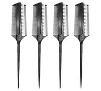 SOLUSTRE 4pcs Hair Dye Comb Parting Brush Dual-sided Short Bristle Hair Dye Brush Plastic Material Smoothing and Sectioning for Perming and Ballroom Dancing