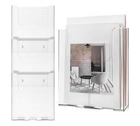 SOLUSTRE 4pcs Letter Holder for Wall Acrylic Magazine Holder Wall Mount A4 Size Document Organiser Design Minimalist Style Multipack Convenience for School and Home Use