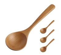 SOLUSTRE 4pcs Long Handle Soup Spoon: Natural Wooden Cooking Spoons Asian Style Kitchen Tools for Porridge Soup and Hot Pot Eating