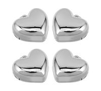 SOLUSTRE 4pcs Mini Heart Shaped Blush Case with Mirror, Compact Aluminum and Plastic Makeup Powder Container, 0.4g Capacity, Stylish and Sl esign, for Travel and DIY Cosmetics